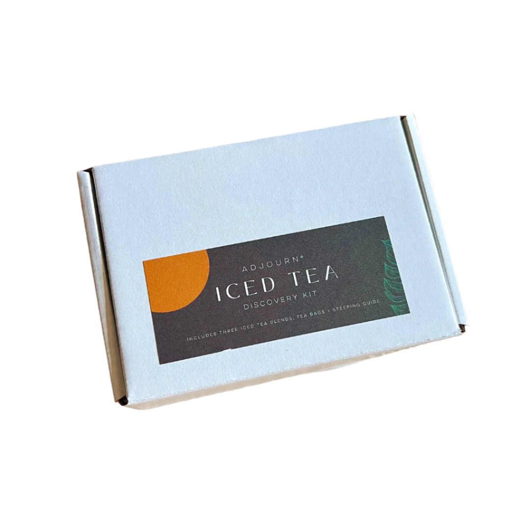 Adjourn Iced Tea Discovery Kit on a woven surface