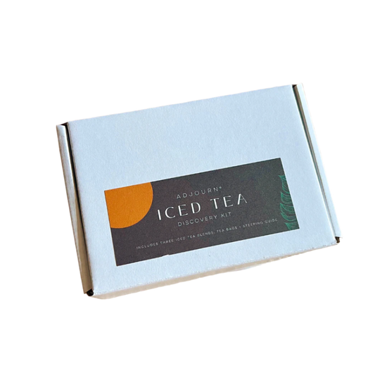 Adjourn Iced Tea Discovery Kit on a woven surface